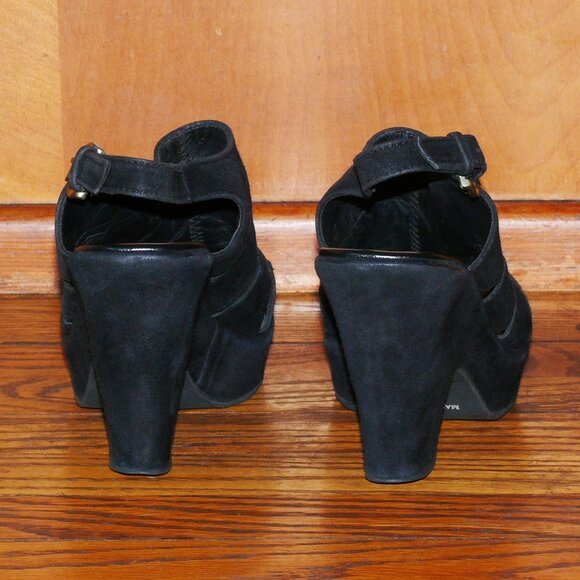 CORDANI TABOR BLACK SUEDE PEEP-TOE SLINGBACK WEDGE SZ EU 38 / US 8 MADE IN ITALY - Picture 4 of 7